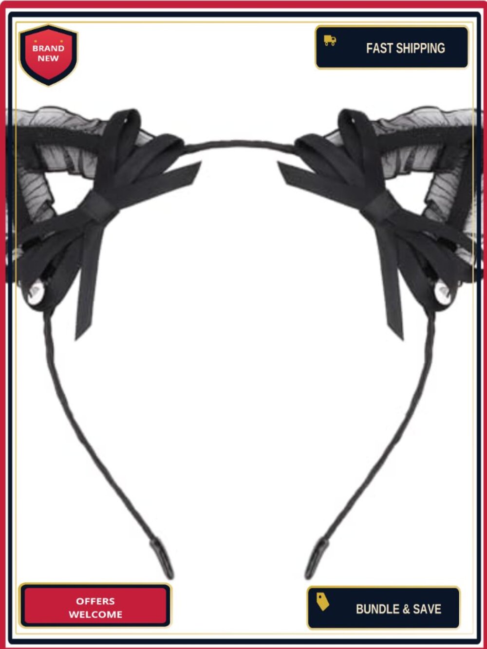 Cat Ears Headband Lace Ribbon Women's Costume Hair Accessory